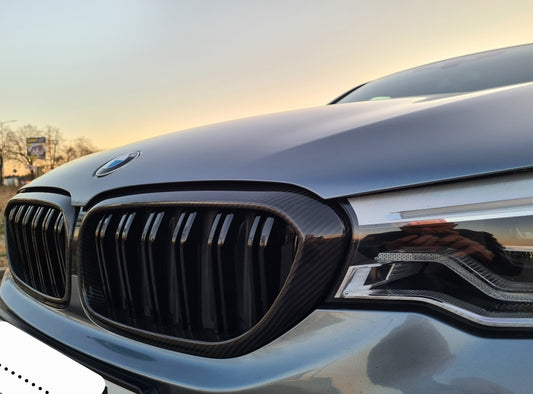 BMW G30 Genuine Carbon Fiber Double Slat Kidney Grilles (2017–2023)