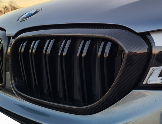 BMW G30 Genuine Carbon Fiber Double Slat Kidney Grilles (2017–2023)